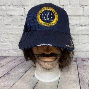 Baseball Hat Cap Strap Back Navy Blue Newfoundland Canada Yellow Embroidered NEW